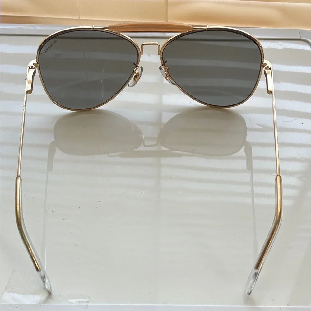 Vintage Bushnell Men’s Aviator Gold Frame Sunglasses with Black Lenses